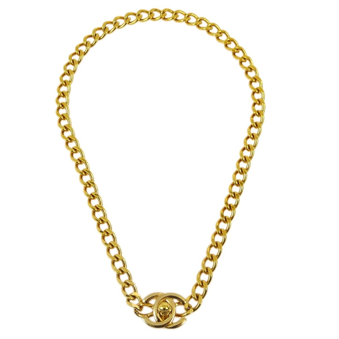 Chanel 96A Turnlock Gold Chain Necklace Gold-Plated Elegance (1 of 4)