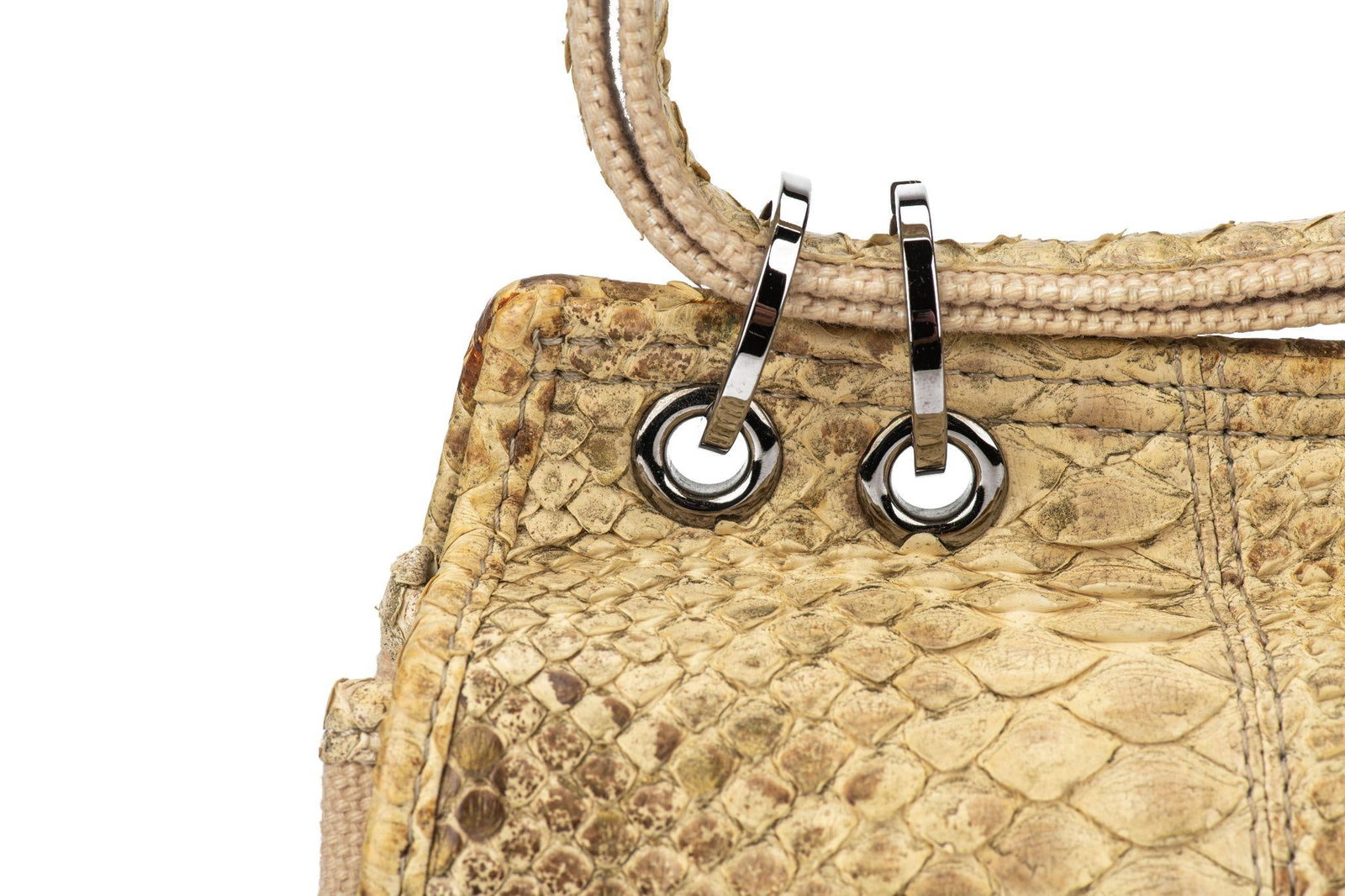Chanel 2003-2004 Flap Shoulder Bag Python Canvas - 9
