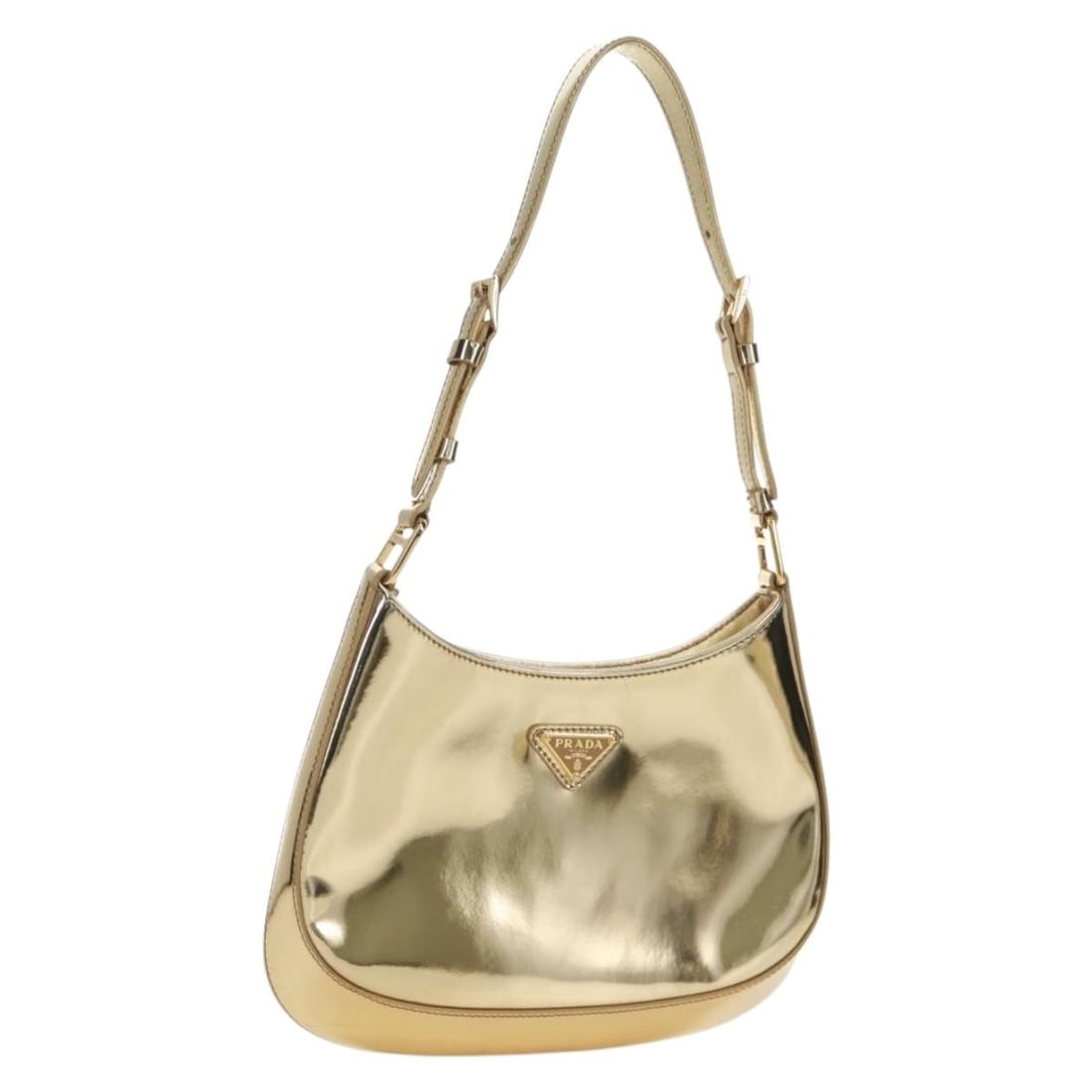 Gold Patent Leather Prada 2way Handbag Italy (1 of 18)