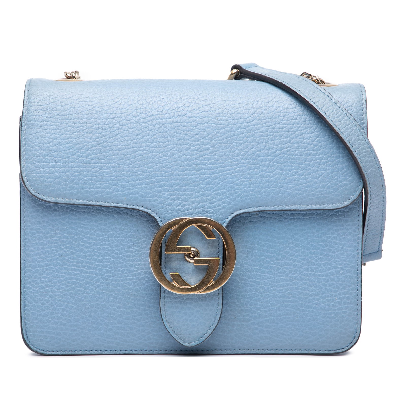 Gucci Small Dollar Blue Calfskin Interlocking G Crossbody Bag (1 of 7)