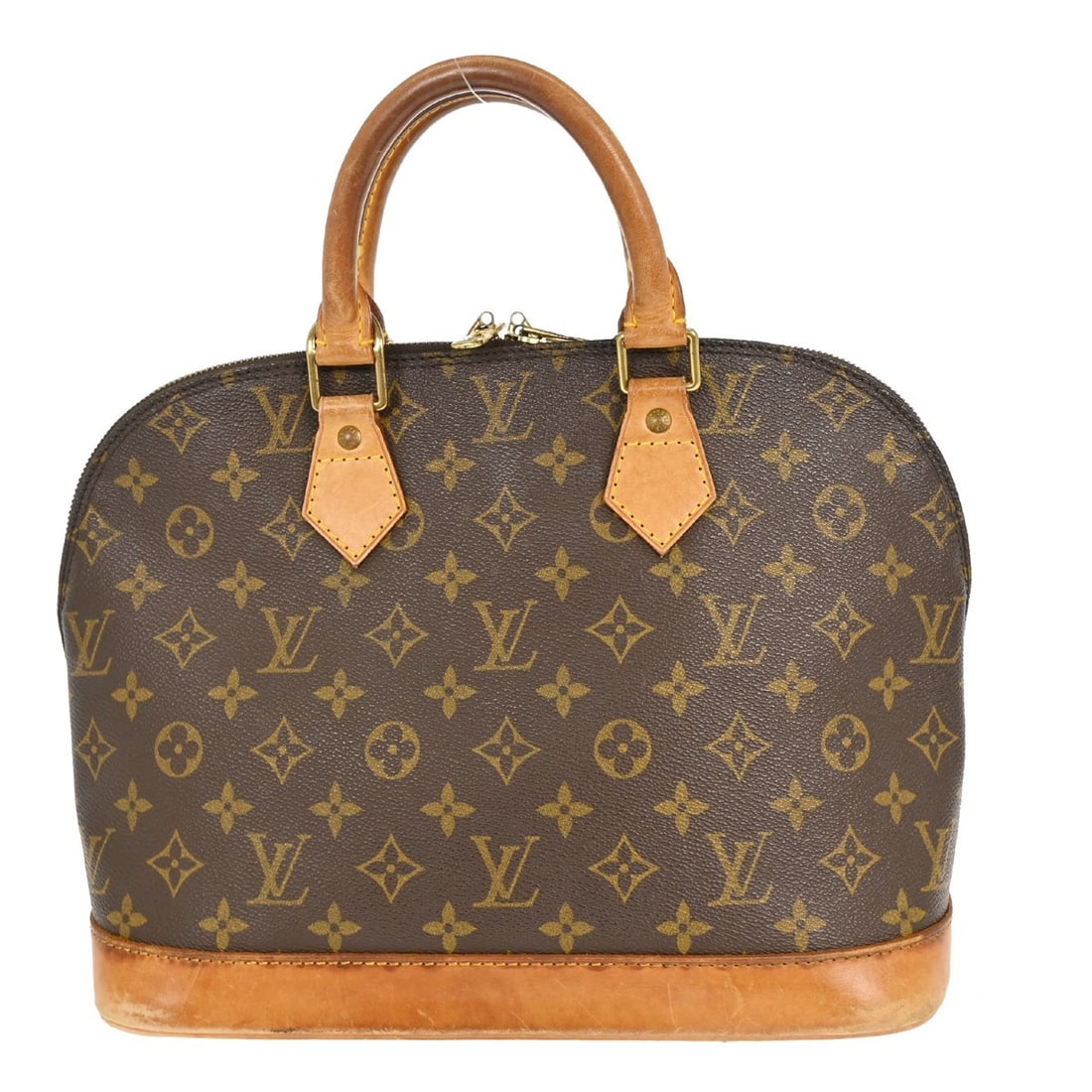 Louis Vuitton Alma Monogram Canvas Medium Handbag M51130 BA0956: Louis Vuitton Alma Monogram Canvas Medium Handbag M51130 BA0956 This Louis Vuitton Alma handbag features the iconic Monogram canvas exterior with beige double handles and a zip closure. Designed in a