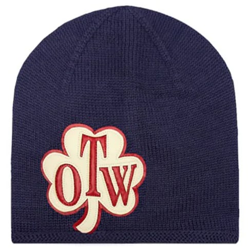 Navy Knit Beanie Featuring OTW Branded Leather Patch (1 of 1)