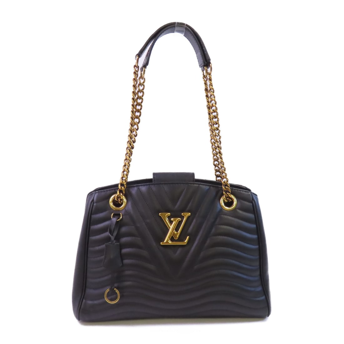 Louis Vuitton New Wave Black Calfskin Chain Shoulder Bag M51496 Gold Hardware: Louis Vuitton New Wave Black Calfskin Chain Shoulder Bag M51496 Gold Hardware This Louis Vuitton New Wave Chain Shoulder Bag features black calfskin leather and a chain strap. Crafted in France, the b