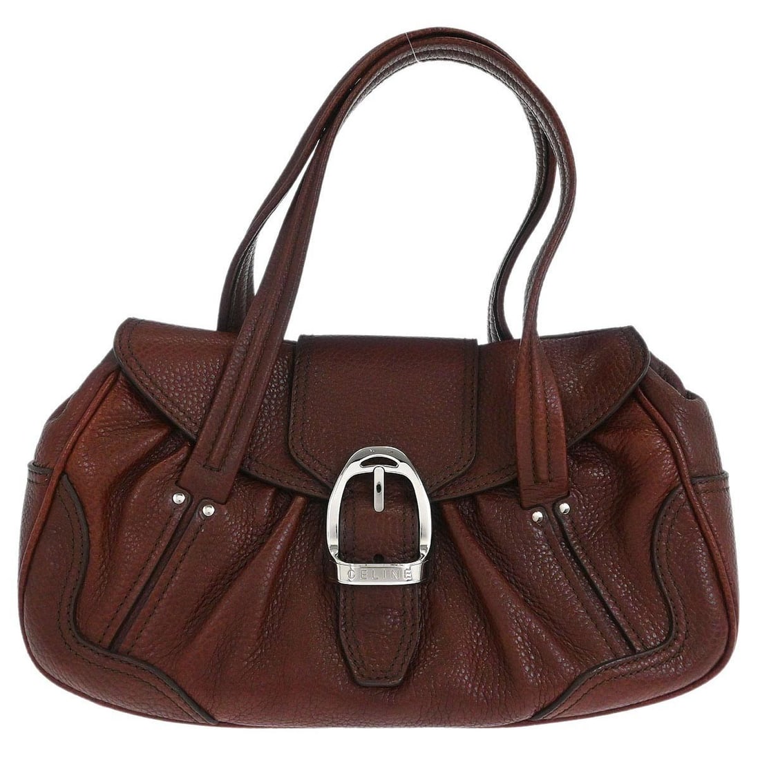 Celine Medium Brown Leather Double Handle Handbag SD-GB-1017 (1 of 10)