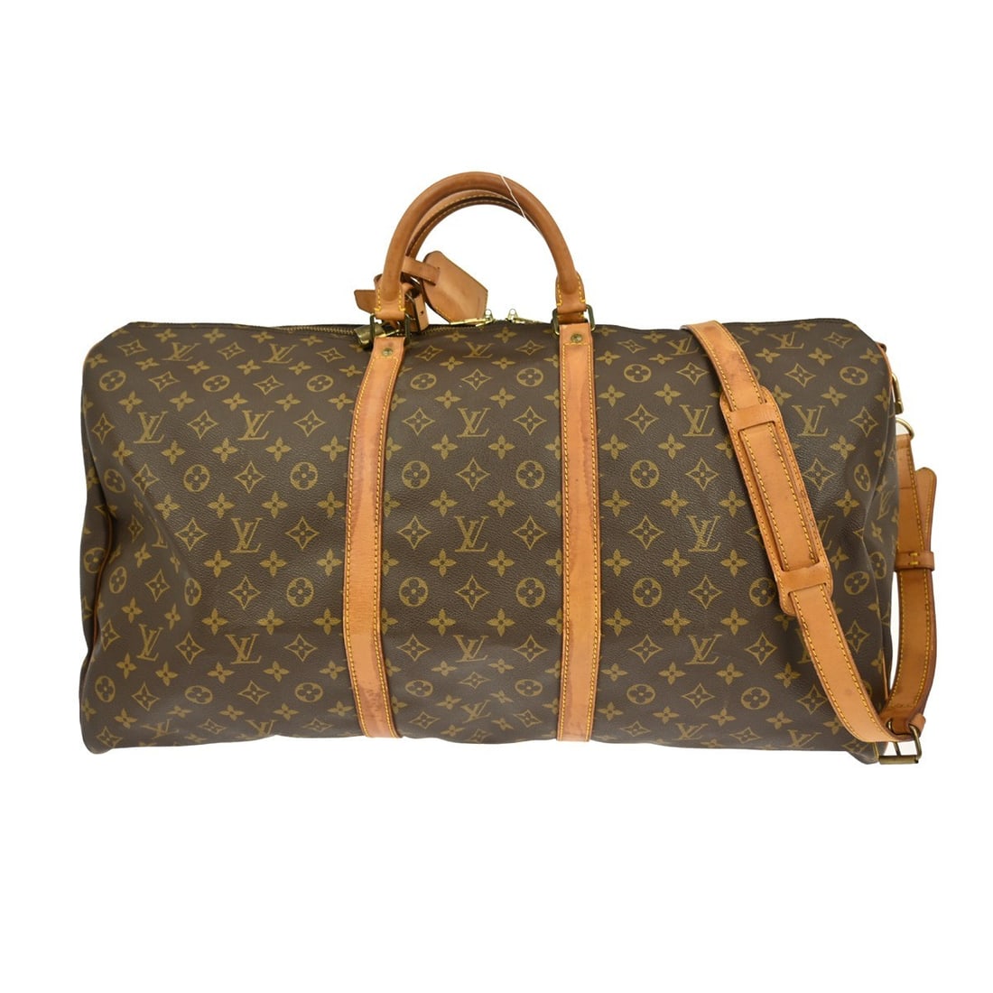 Louis Vuitton Monogram Canvas Keepall Bandouliere Travel Duffel Bag: Louis Vuitton Monogram Canvas Keepall Bandouliere Travel Duffel Bag The Louis Vuitton Keepall Bandouliere Bag features the signature Monogram Canvas in brown and is designed for unisex use. This bag i