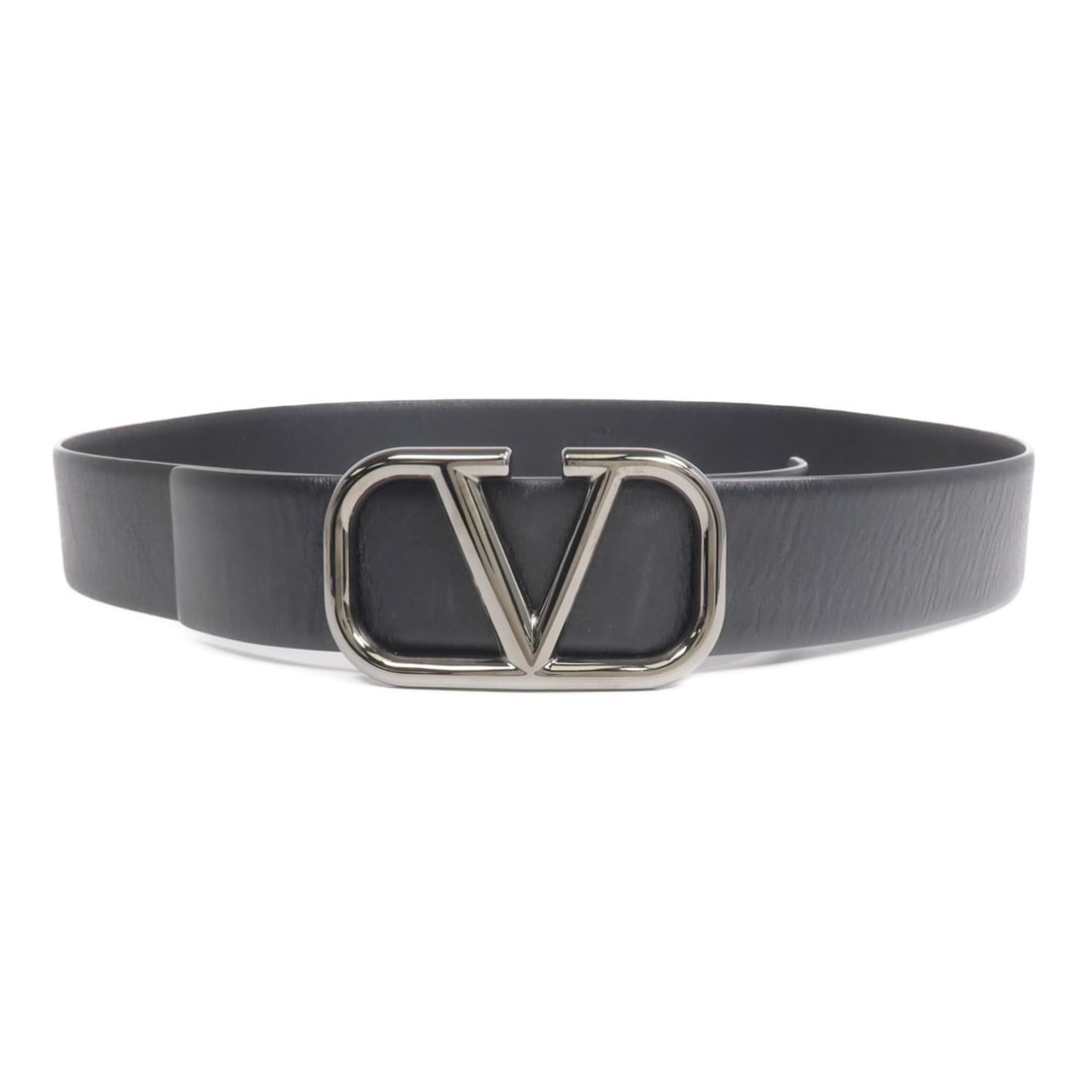 Valentino Black Calfskin Leather Men's Belt Silver Hardware Size 90 (1 of 9)
