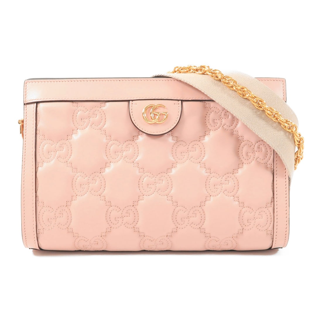 Gucci GG Matelasse Small Pink Calfskin Shoulder Bag with Gold Hardware (1 of 18)