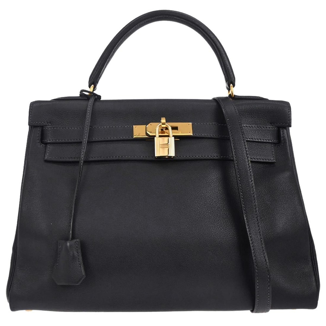 Blue Courchevel Leather Kelly Bag by Hermes with Gold Tone Hardware (1 of 10)