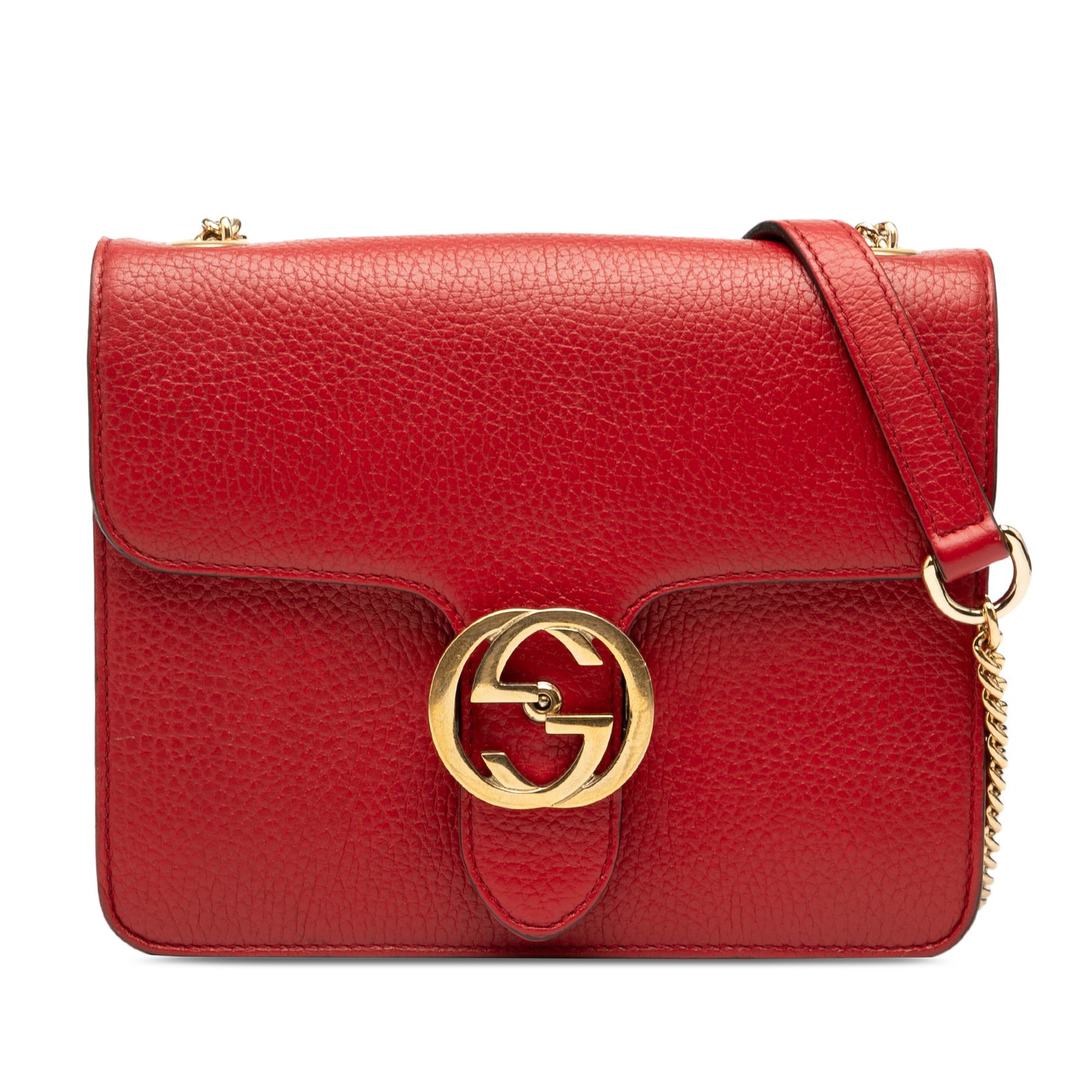 Gucci Small Dollar Red Calfskin Interlocking G Crossbody Bag (1 of 7)