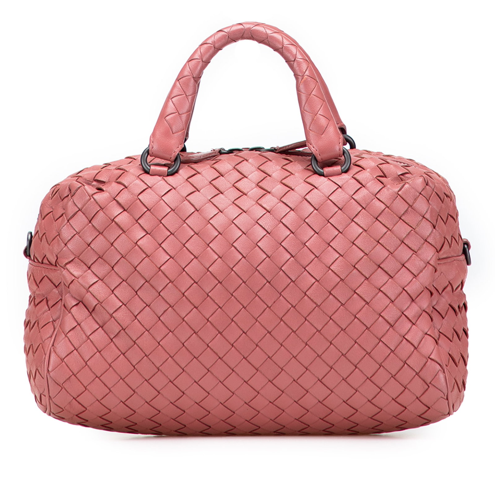 Bottega Veneta Nappa Intrecciato Bosto Pink Leather Bag: Bottega Veneta Nappa Intrecciato Bosto Pink Leather Bag Introducing the Bottega Veneta Nappa Intrecciato Bosto, a stylish and sophisticated bag crafted from high-quality woven leather. This elegant pi