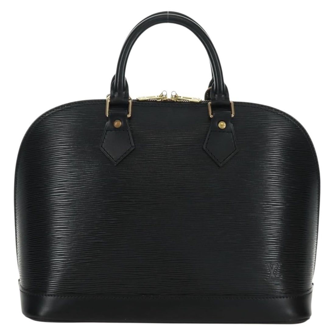 Black Epi Leather Alma Bag by Louis Vuitton for Women: Black Epi Leather Alma Bag by Louis Vuitton for Women This Louis Vuitton Alma handbag is crafted from Epi leather in black and designed for women. The bag features subtle surface rubbing, minor scratc