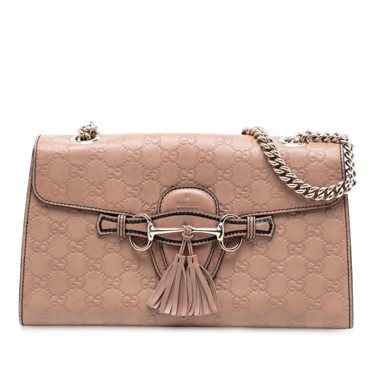 Gucci Guccissima Emily Medium Brown Embossed Leather Chain Shoulder Bag (1 of 7)