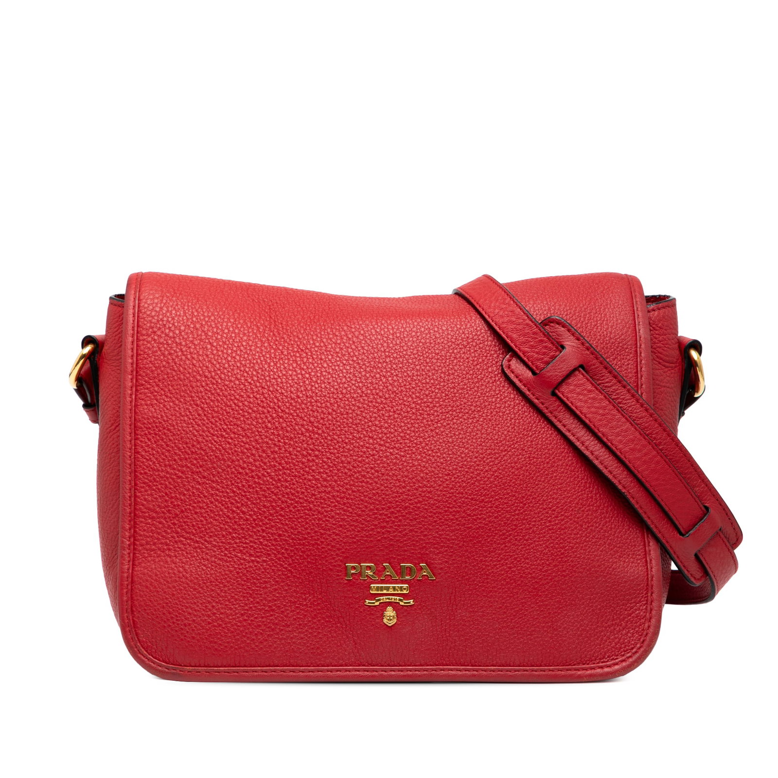 Prada Vitello Phenix Red Leather Flap Crossbody Bag (1 of 8)