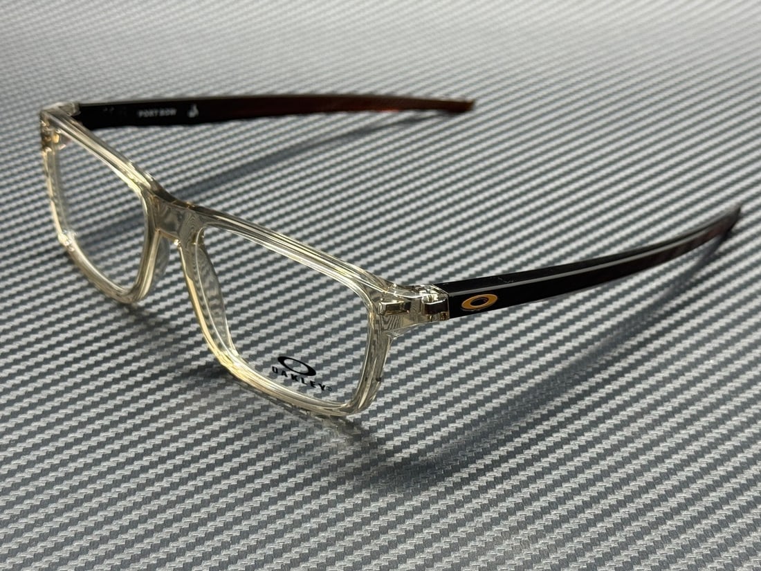 Men's Oakley OX8164 0755 Sepia 55mm Eyeglass Frames with Case: Men's Oakley OX8164 0755 Sepia 55mm Eyeglass Frames with Case These Oakley eyeglasses feature a polished translucent sepia frame designed for men. The model OX8164 0755 includes demo lenses and is cra