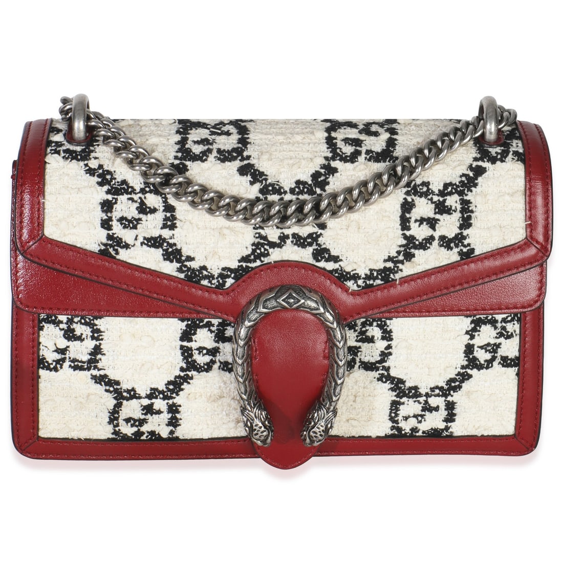Dionysus Small Crossbody Multicolor GG Tweed Leather Bag by Gucci: Dionysus Small Crossbody Multicolor GG Tweed Leather Bag by Gucci This Gucci Dionysus small bag features a multicolor GG tweed monogram design, crafted from leather and fabric. The bag is equipped wit