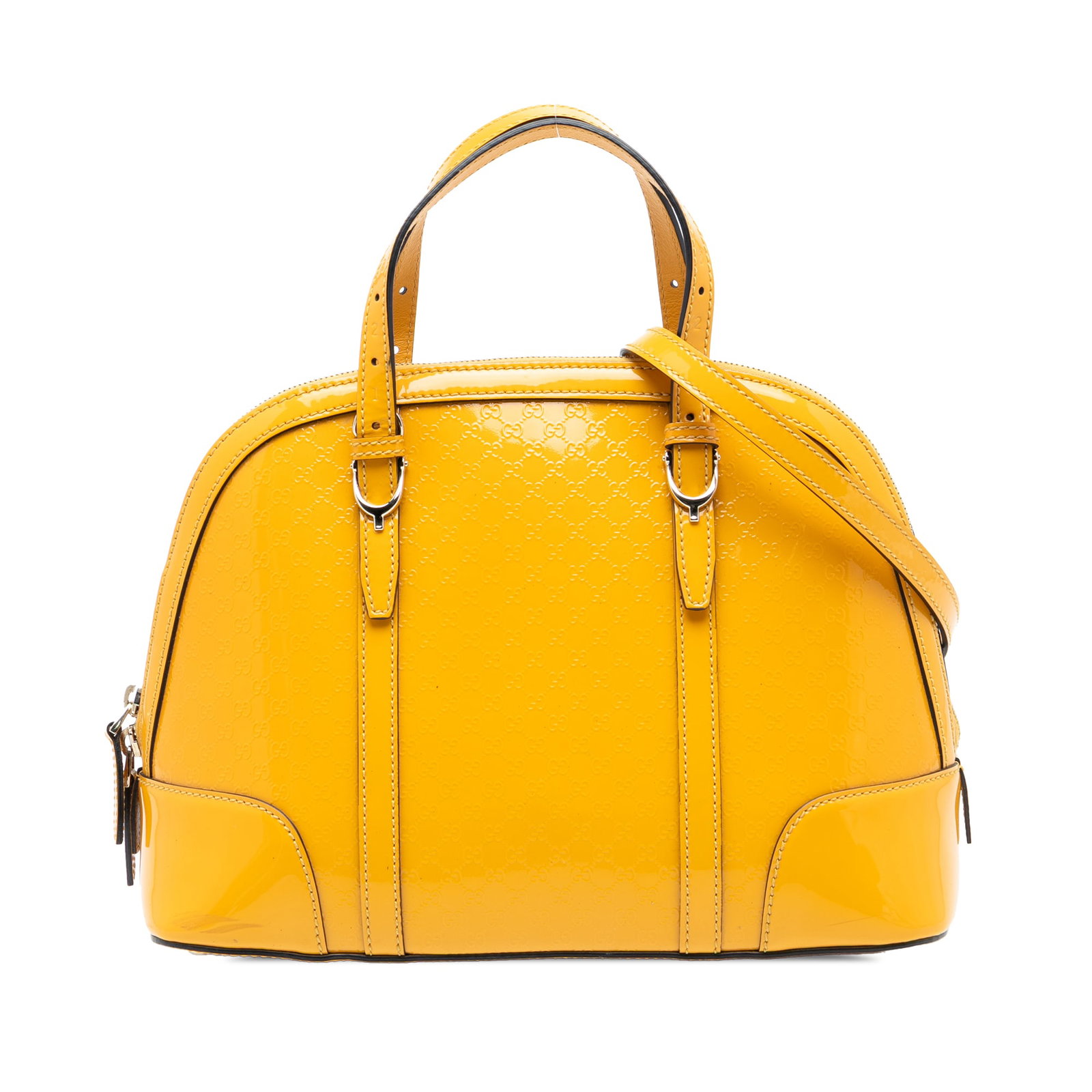 Gucci Microguccissima Patent Leather Small Yellow Dome Satchel with Strap (1 of 7)