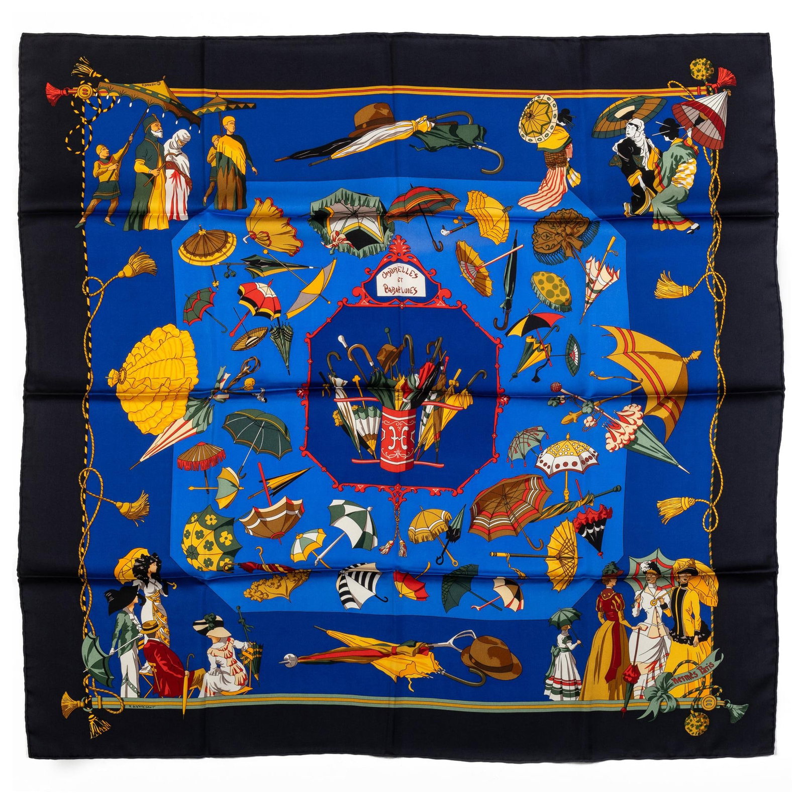 Hermes Collectible Umbrellas Silk Scarf Blue Yellow 35in (1 of 5)