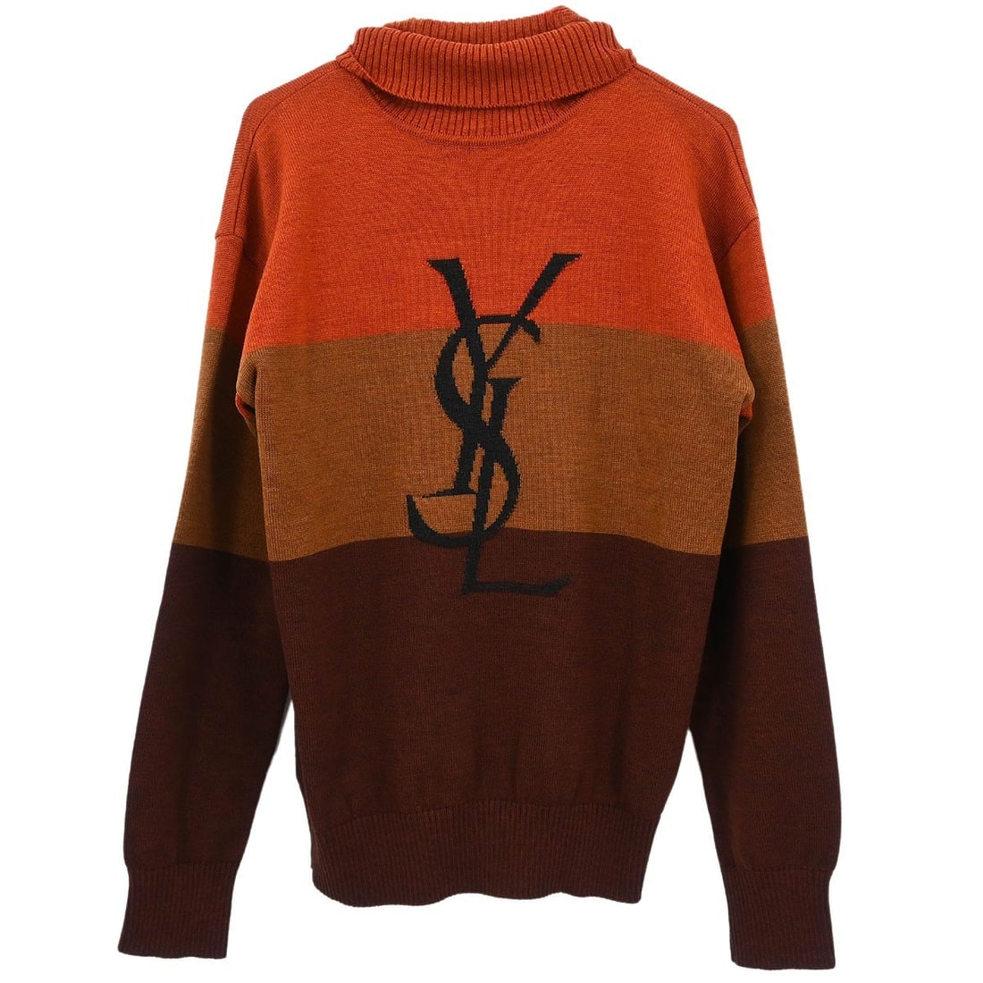 Yves Saint Laurent Vintage Brown Wool Sweater MA: Yves Saint Laurent Vintage Brown Wool Sweater MA This vintage Yves Saint Laurent sweater is crafted from 100% wool, offering both warmth and style for the fall and winter seasons. It features a classi