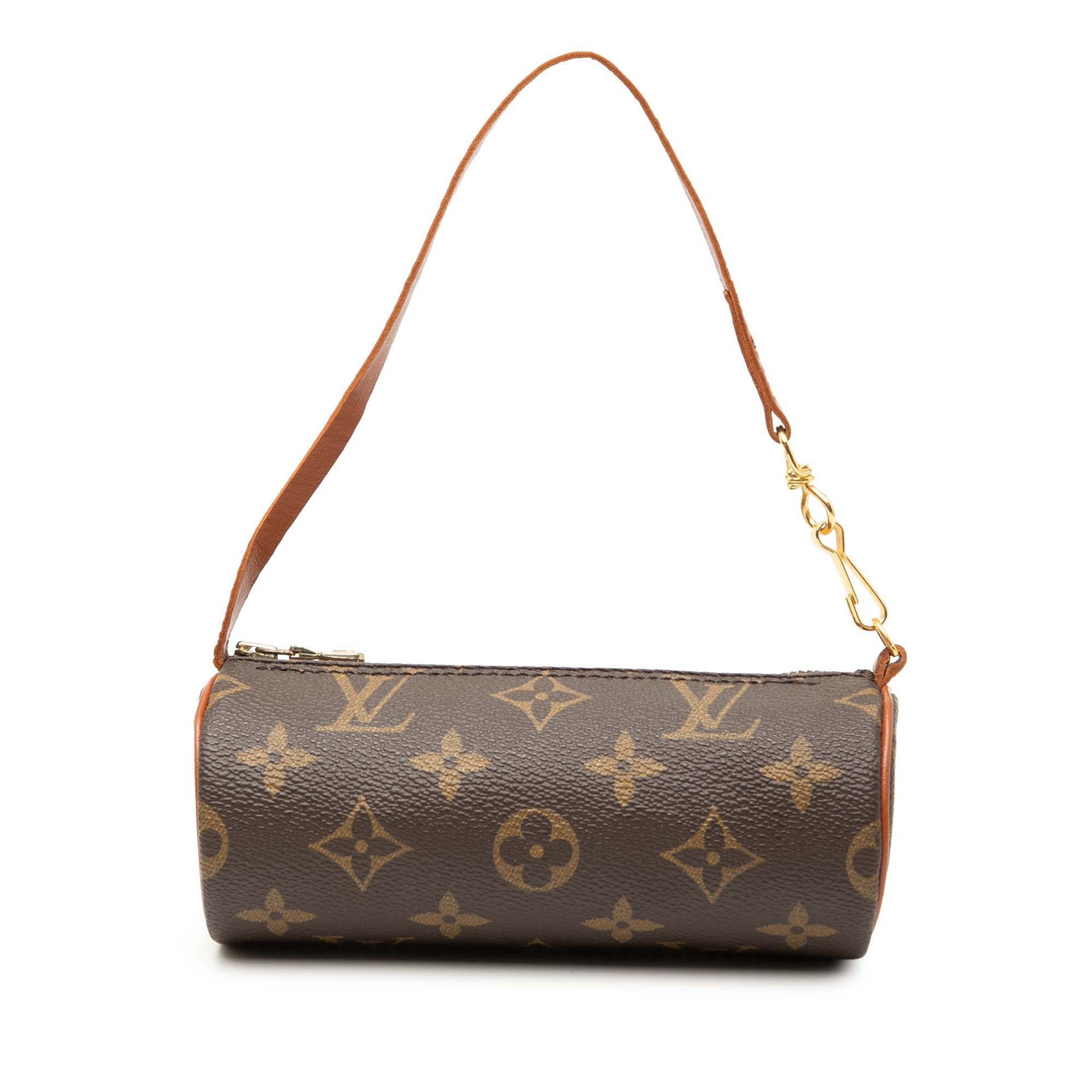 Monogram Canvas Papillon Pochette Shoulder Bag by Louis Vuitton: Monogram Canvas Papillon Pochette Shoulder Bag by Louis Vuitton The Louis Vuitton Monogram Papillon Pochette features a signature monogram canvas body accented with leather trim. This compact bag is d