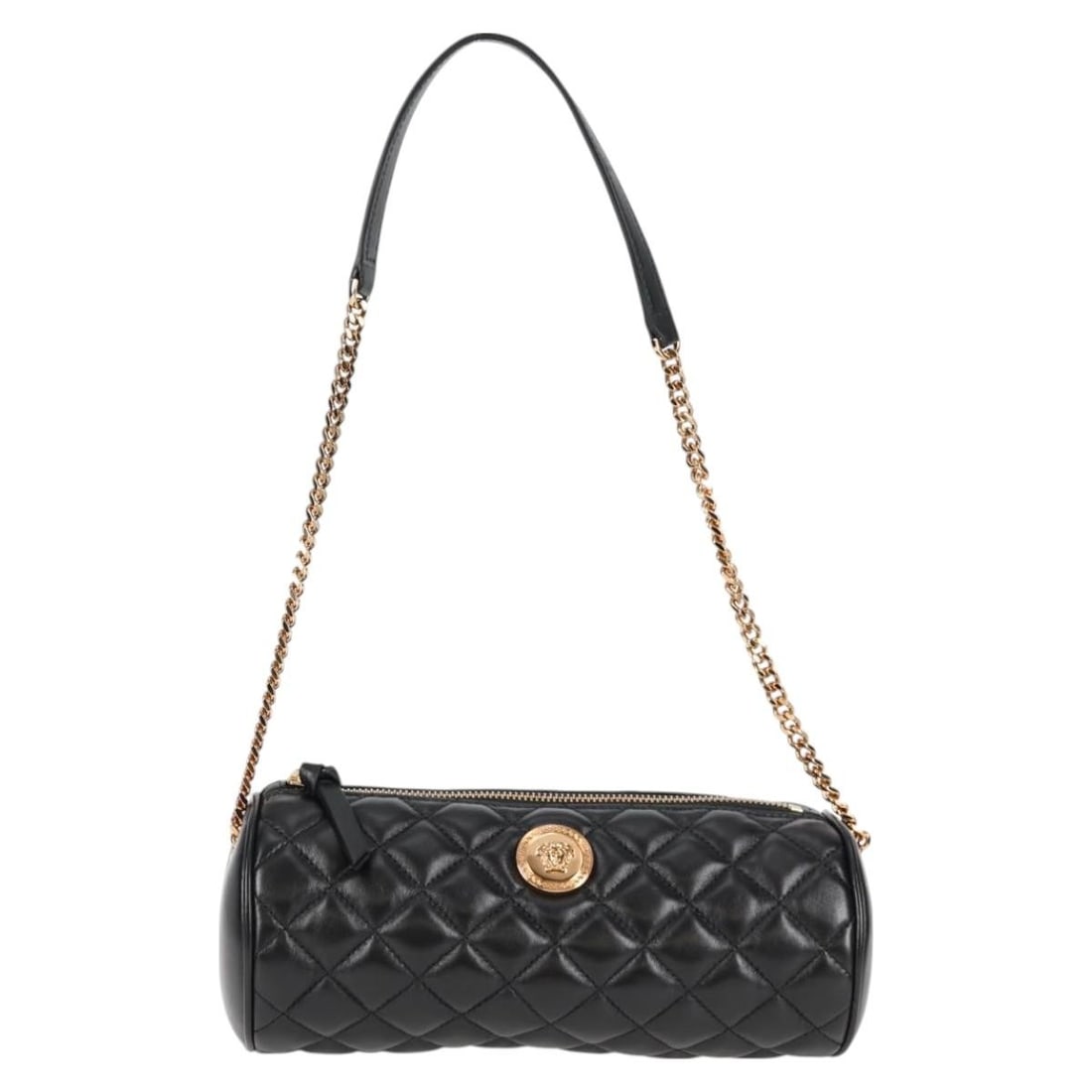 Black Leather Medusa Shoulder Bag by Versace Italy 23cm: Black Leather Medusa Shoulder Bag by Versace Italy 23cm This Versace Medusa Shoulder Bag is crafted from black leather and features a classic design tailored for women. Made in Italy, it showcases the
