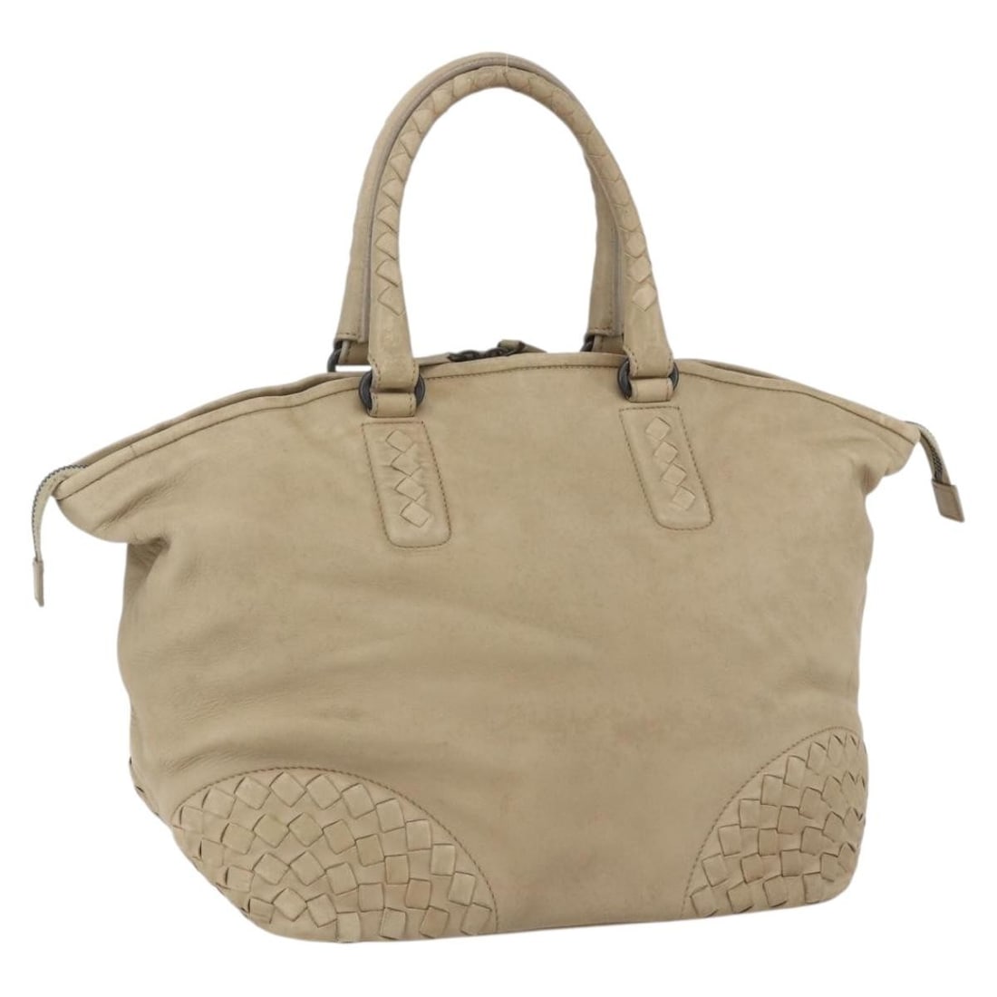 Beige Leather Intrecciato Satchel by Bottega Veneta Italy (1 of 18)