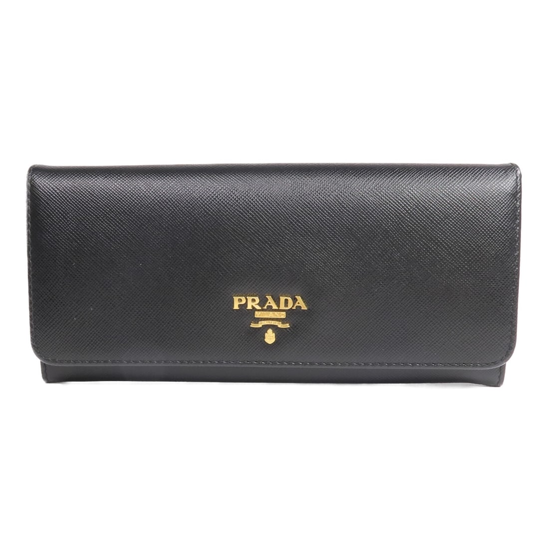 Prada Saffiano Leather Black Long Bifold Wallet with Gold Hardware (1 of 15)