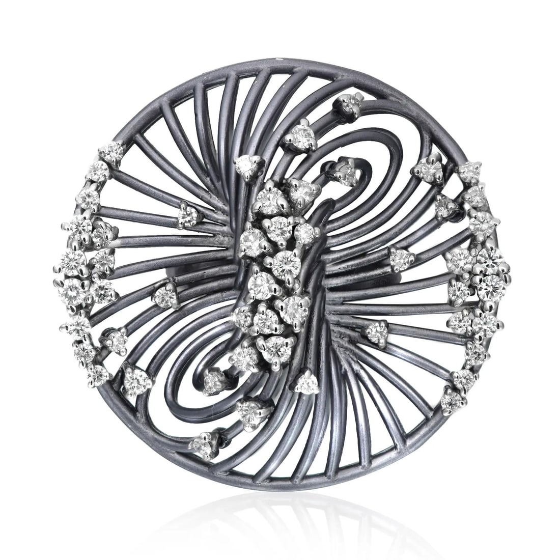 Giloro 18K White Gold Round Diamond Cocktail Ring 0.59 Cttw Size 7 (1 of 5)