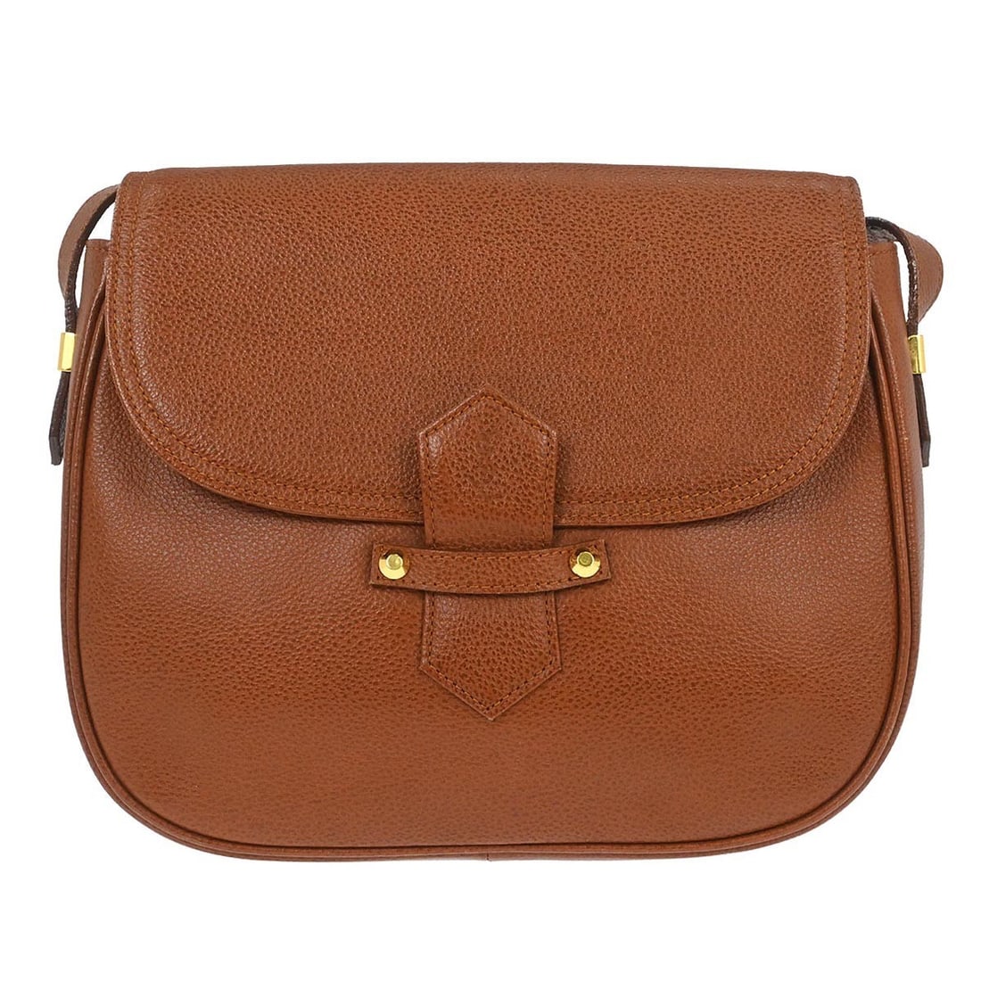 Yves Saint Laurent Medium Brown Leather Shoulder Purse with Logo Accent (1 of 10)