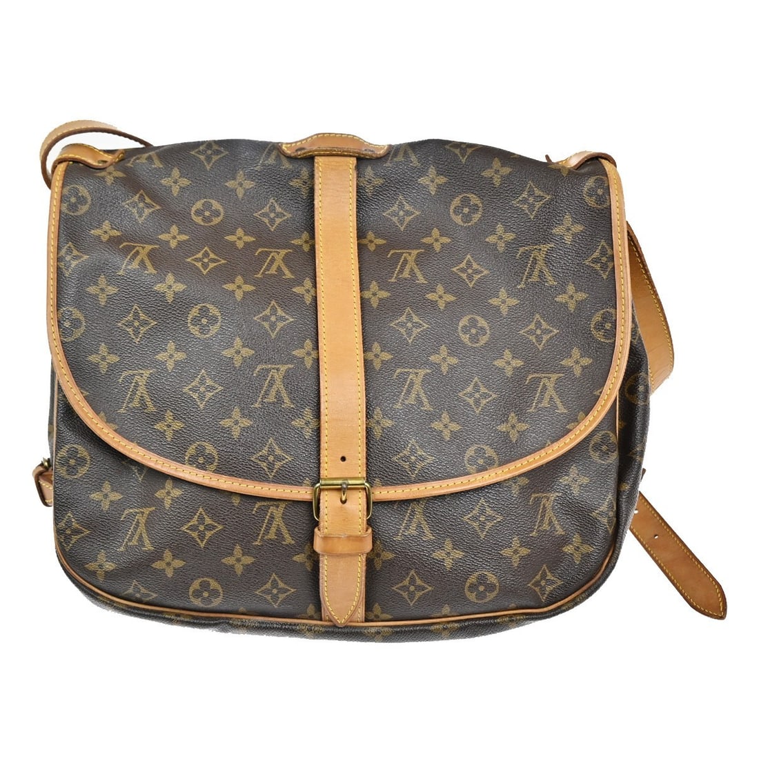 Louis Vuitton Saumur Brown Canvas Shoulder Bag 30cm by 22cm by 12cm: Louis Vuitton Saumur Brown Canvas Shoulder Bag 30cm by 22cm by 12cm The Louis Vuitton Saumur Handbag features the classic monogram canvas in a brown color, designed for women. This handbag offers a sp