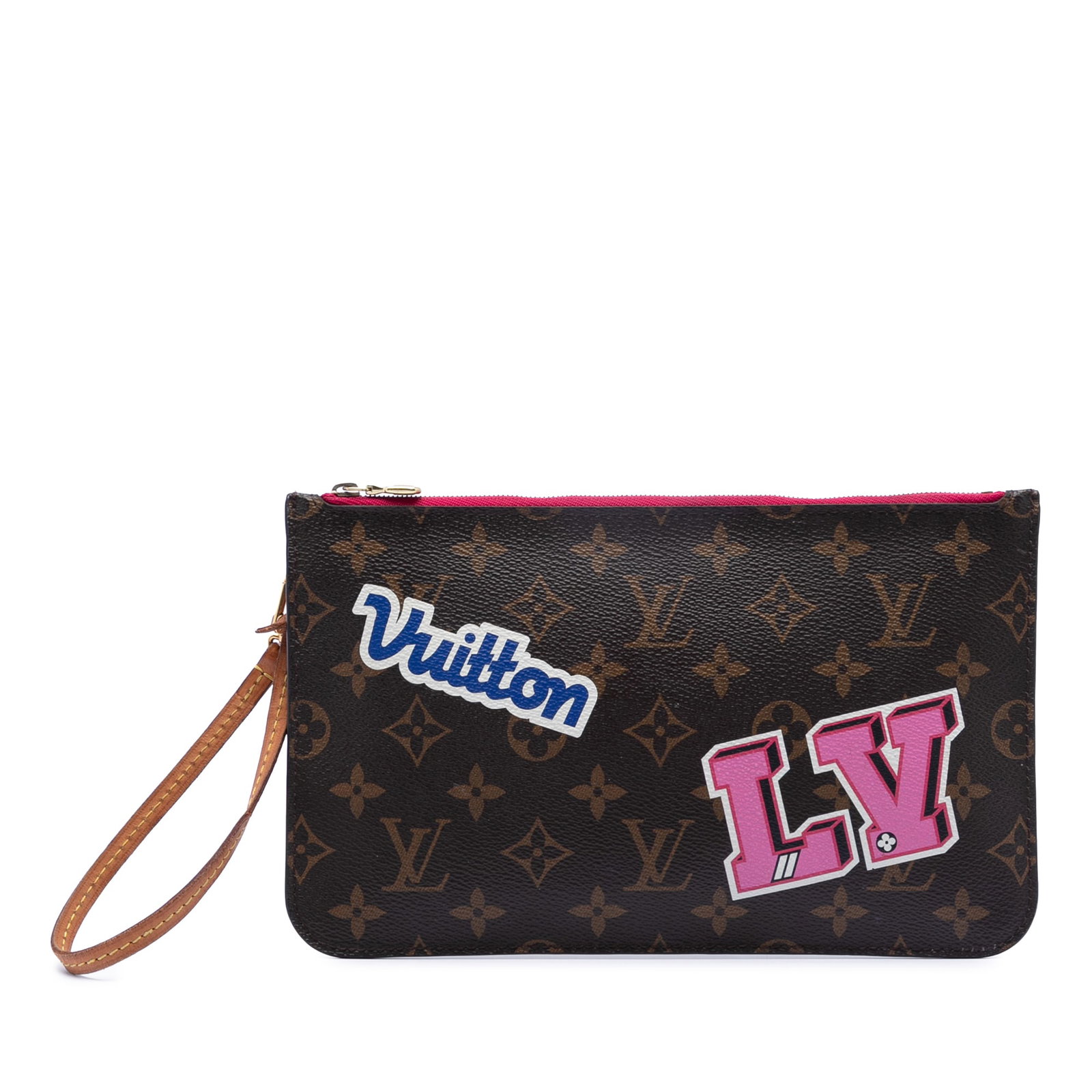 Louis Vuitton Neverfull MM Monogram Canvas Pouch with Patches and Wrist Strap (1 of 7)