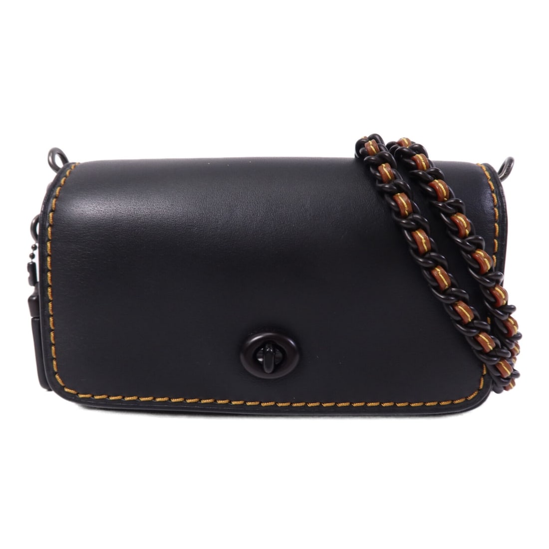 COACH Black Calfskin Leather 59131 Chain Strap Shoulder Bag (1 of 13)