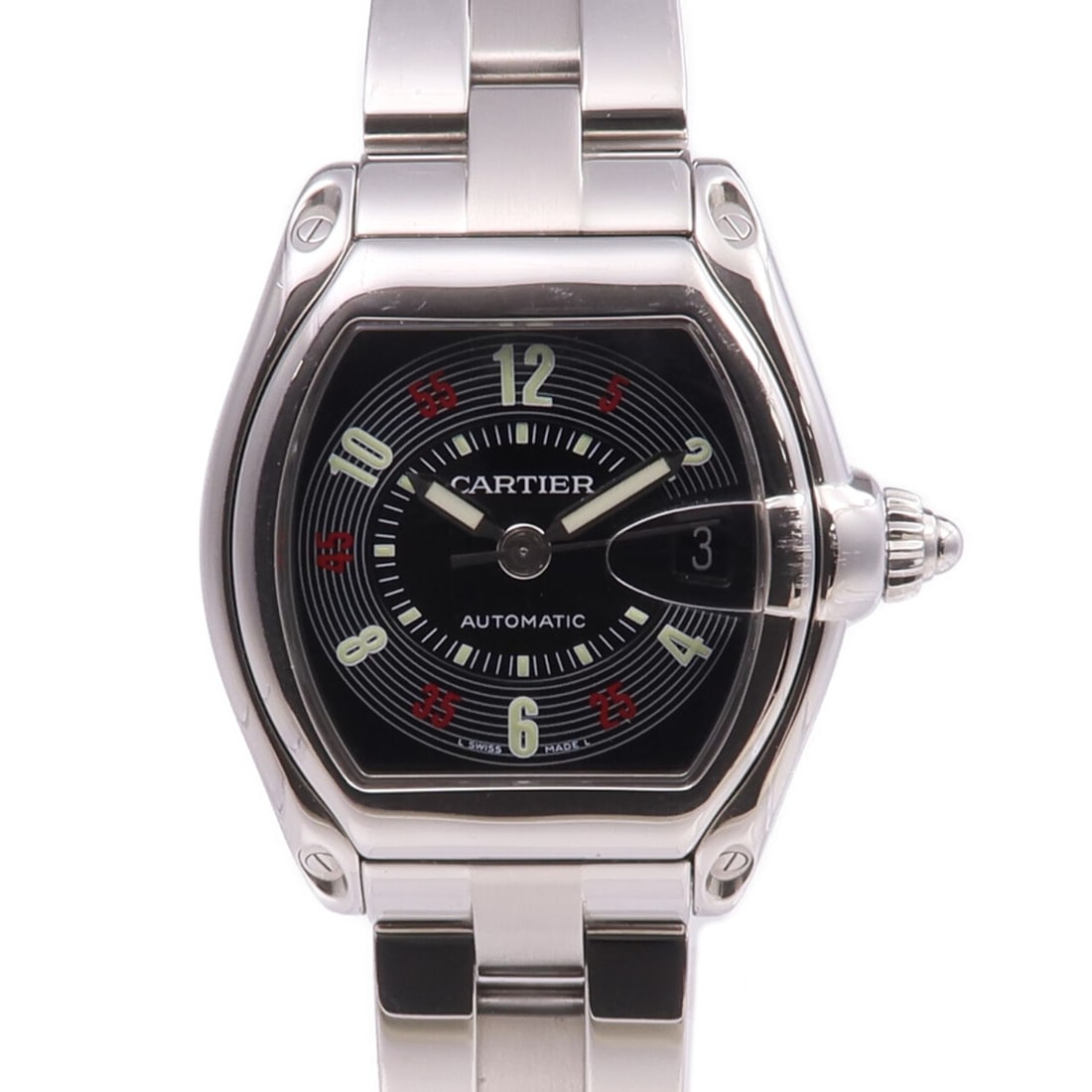 Cartier Roadster LM Automatic Stainless Steel Black Dial Wristwatch (1 of 16)