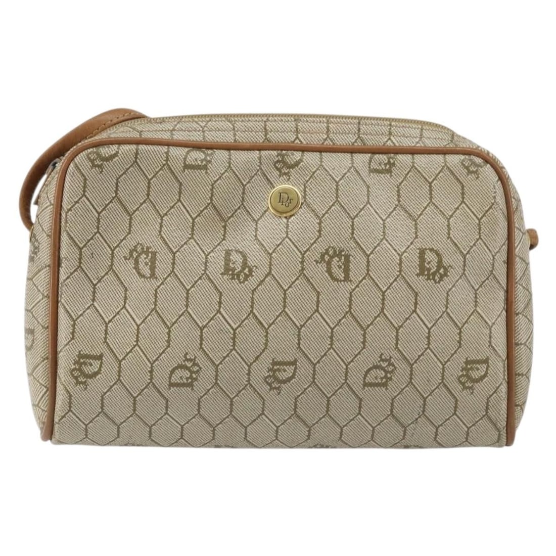 Christian Dior Beige Canvas Vintage Honeycomb Shoulder Bag France (1 of 18)