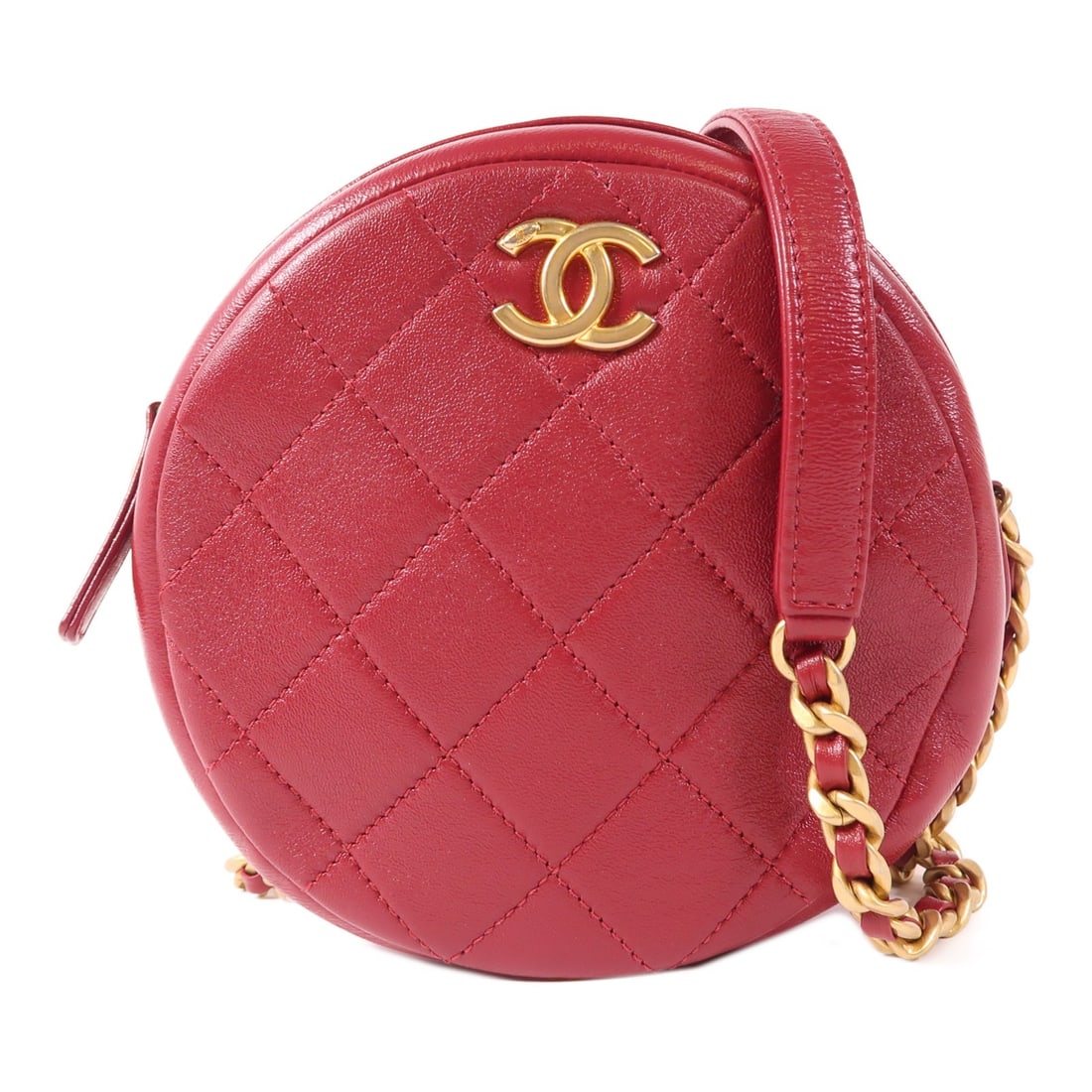 CHANEL Red Calfskin Leather Shoulder Bag with GHW Chain: CHANEL Red Calfskin Leather Shoulder Bag with GHW Chain Introducing a stunning CHANEL Shoulder Bag, expertly crafted from luxurious calfskin leather in an eye-catching red hue. This stylish accessory