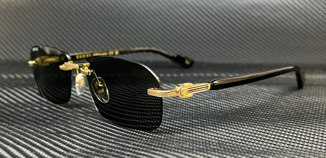 GUCCI GG1221S 001 Gold Black Rimless Sunglasses with Case (1 of 4)