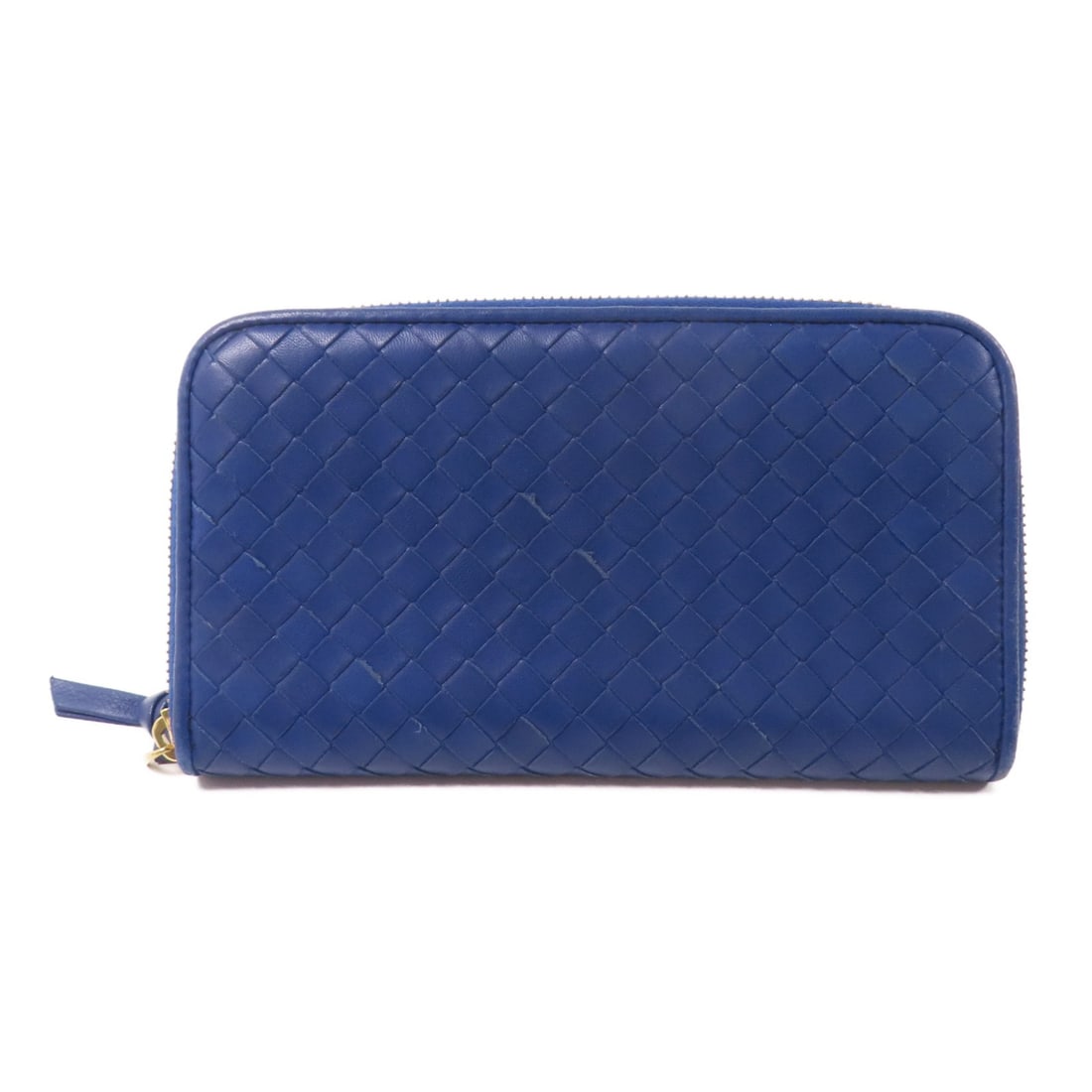 Blue Intrecciato Leather Round Long Wallet by Bottega Veneta 114076 V0013 4200: Blue Intrecciato Leather Round Long Wallet by Bottega Veneta 114076 V0013 4200 This Bottega Veneta round long wallet is crafted from signature Intrecciato leather in a blue hue. Designed in a regular