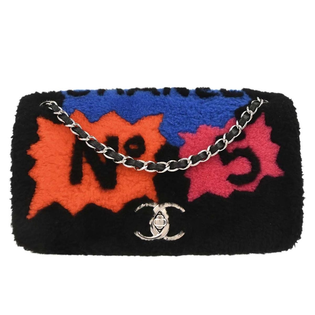 Black Wool Quilted Shoulder Bag Chanel No 5 Turnlock Medium Flap (1 of 11)