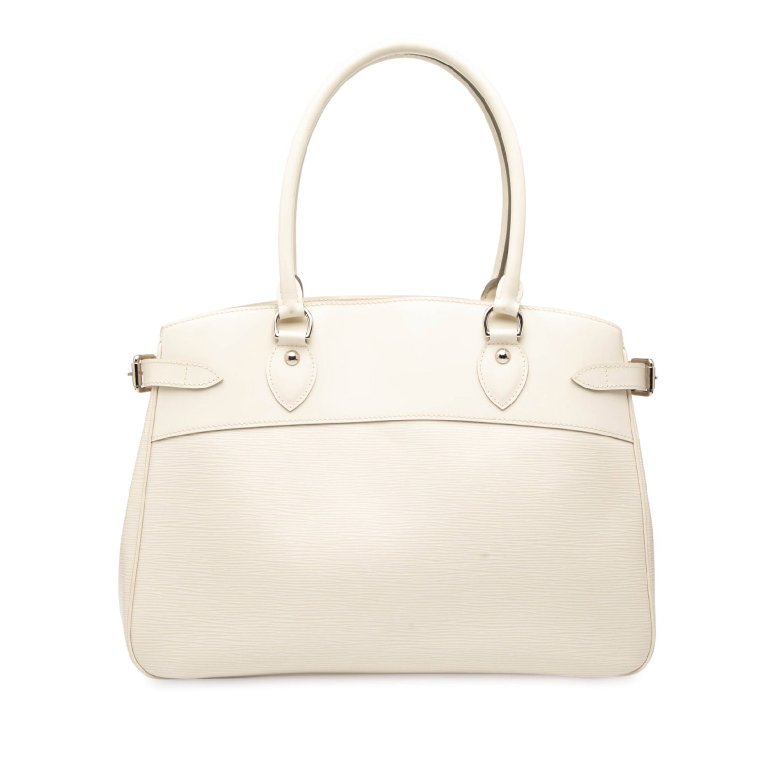 Louis Vuitton Passy GM Epi Leather White Shoulder Bag with Interior Zip Pocket: Louis Vuitton Passy GM Epi Leather White Shoulder Bag with Interior Zip Pocket The Louis Vuitton Epi Passy GM is crafted from epi leather and features rolled leather handles, an open top with hook clo