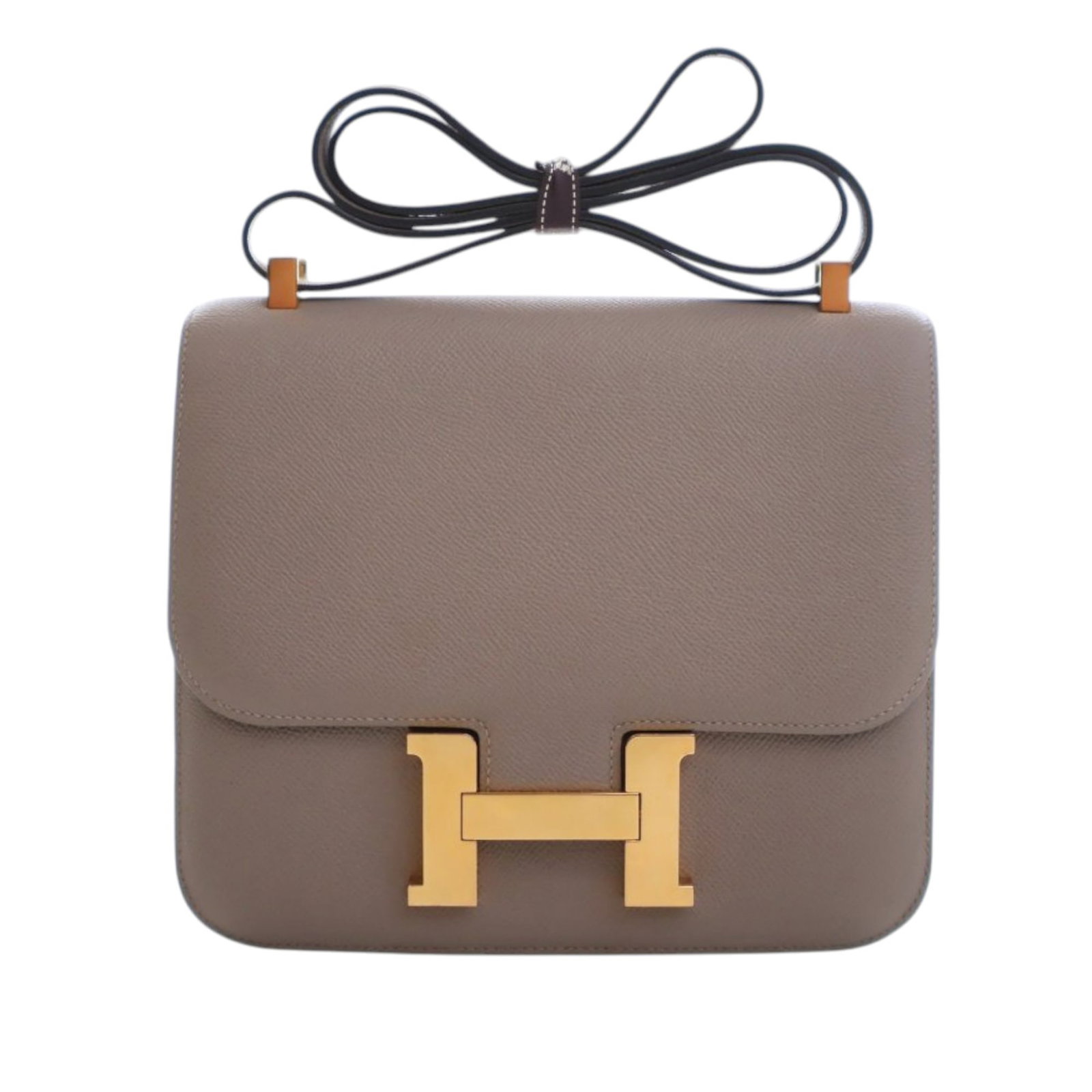 Hermes Epsom Constance 24 Brown Leather Shoulder Bag: Hermes Epsom Constance 24 Brown Leather Shoulder Bag The Hermes Epsom Constance 24 is a sophisticated handbag crafted from luxurious Epsom leather. It features a flat leather shoulder strap and a fron