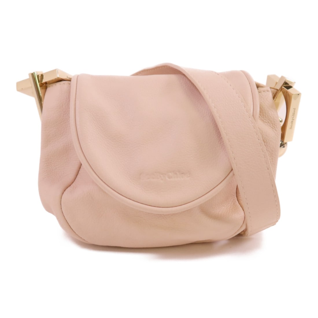 See by Chloe Light Pink Calfskin Leather Crossbody Shoulder Bag with Gold Hardware (1 of 18)