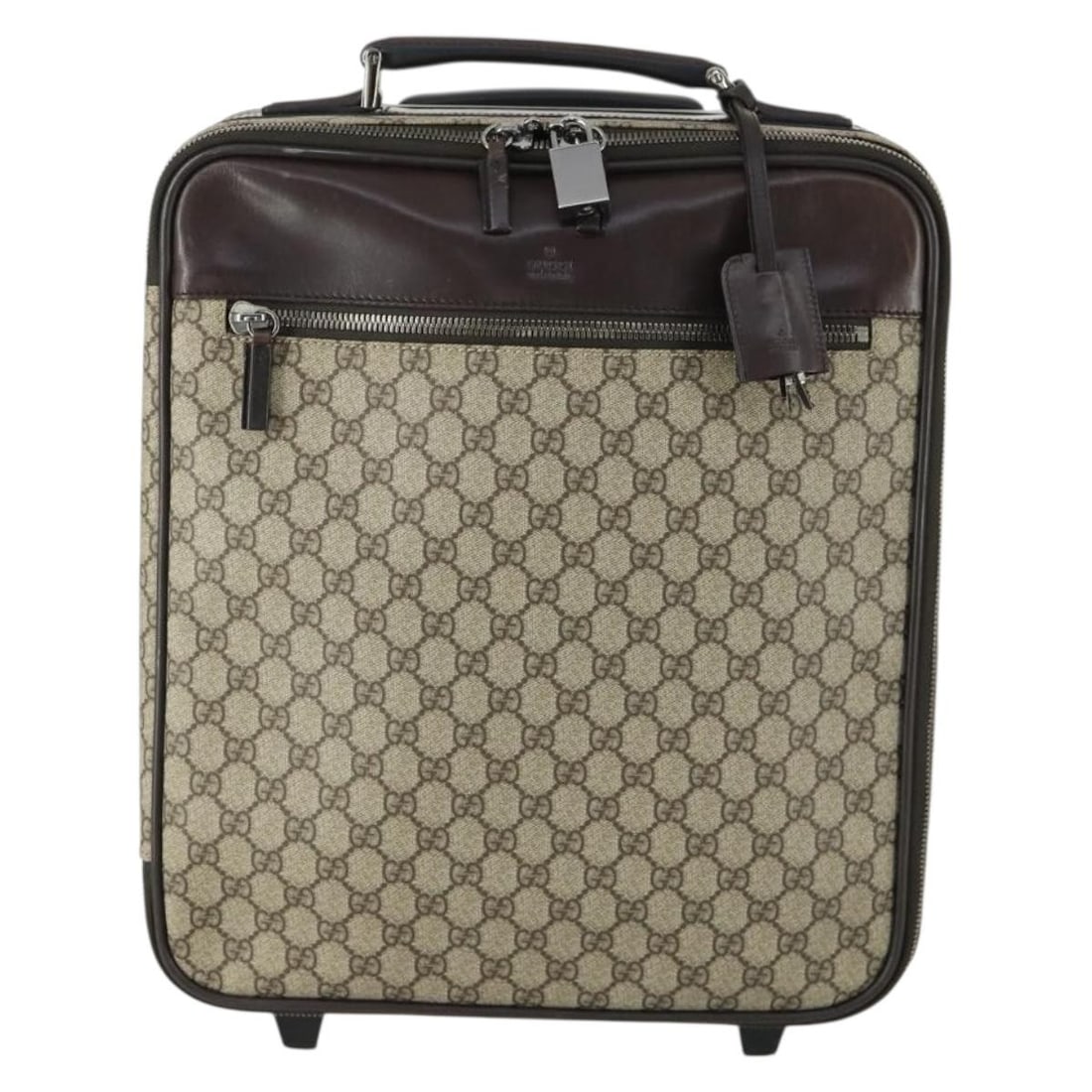 Beige Gucci GG Coated Canvas Web Trolley Rolling Luggage (1 of 18)