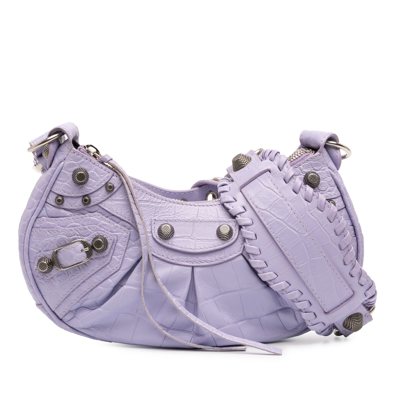 Purple Le Cagole XS Croc Embossed Leather Shoulder Bag by Balenciaga (1 of 11)