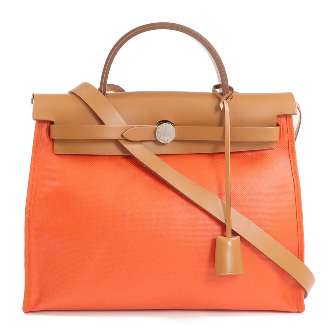 Hermes Herbag PM Orange PVC Canvas Shoulder Bag with Palladium Hardware (1 of 11)