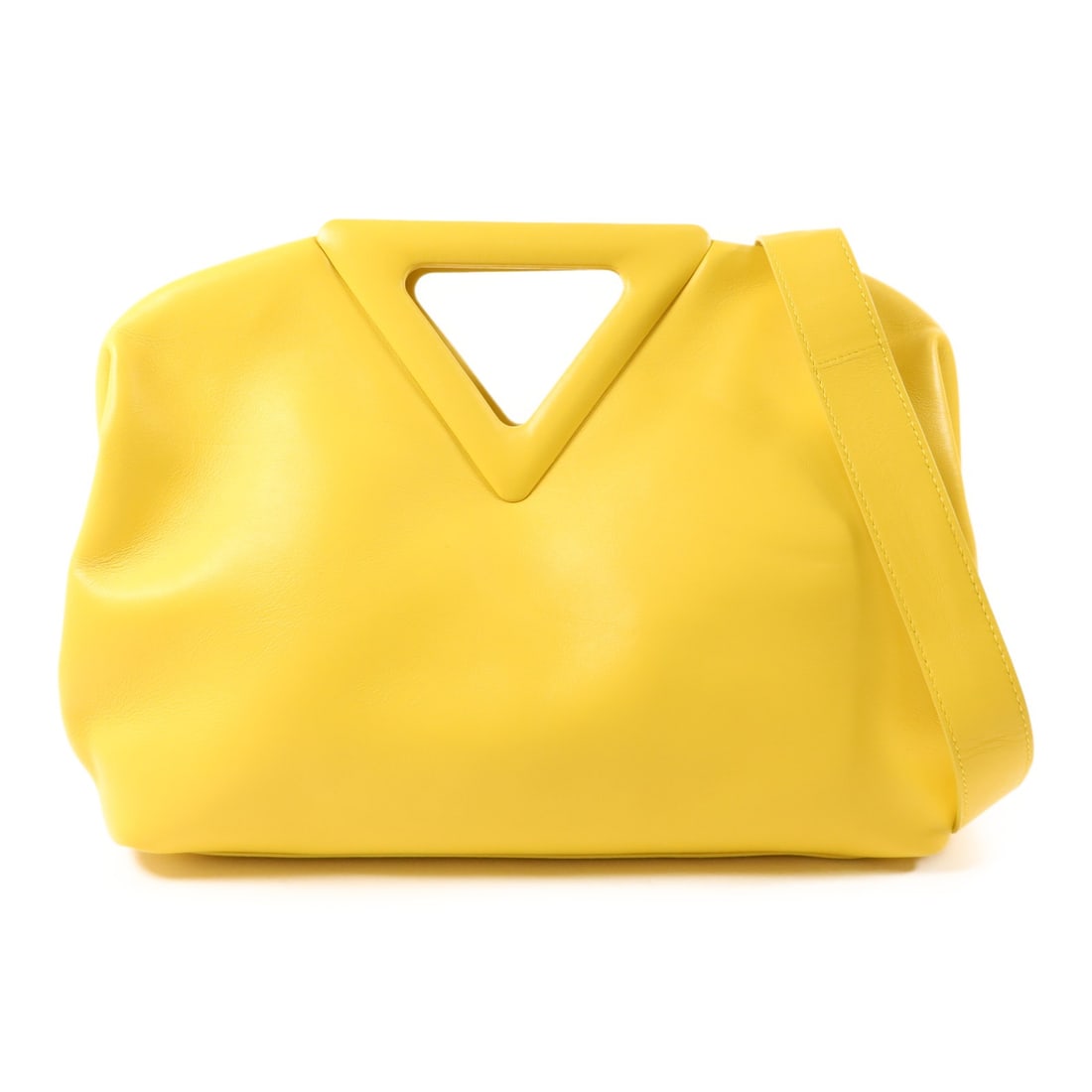 Bottega Veneta Mirabelle Yellow Calfskin Leather Shoulder Bag with Gold Hardware: Bottega Veneta Mirabelle Yellow Calfskin Leather Shoulder Bag with Gold Hardware This Bottega Veneta Mirabelle 2Way shoulder bag features a vibrant yellow calfskin leather exterior. Designed for versa