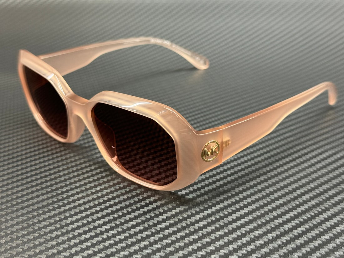 Michael Kors MK2240U 344911 Light Sand Rose Gradient Sunglasses: Michael Kors MK2240U 344911 Light Sand Rose Gradient Sunglasses Elevate your style with these Michael Kors MK2240U 344911 women's sunglasses, featuring a chic light sand frame complemented by rose gra
