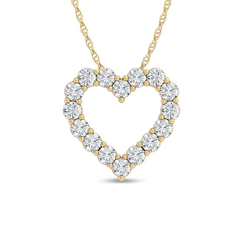 10K Yellow Gold Lab Grown Diamond 1 Ct.Tw. Heart Pendant: 10K Yellow Gold Lab Grown Diamond 1 Ct.Tw. Heart Pendant Polished 10K Yellow gold heart pendant featuring lab-grown diamonds totaling 1 carat total weight. 10k Yellow Gold Stone Color: D-f Stone Clari