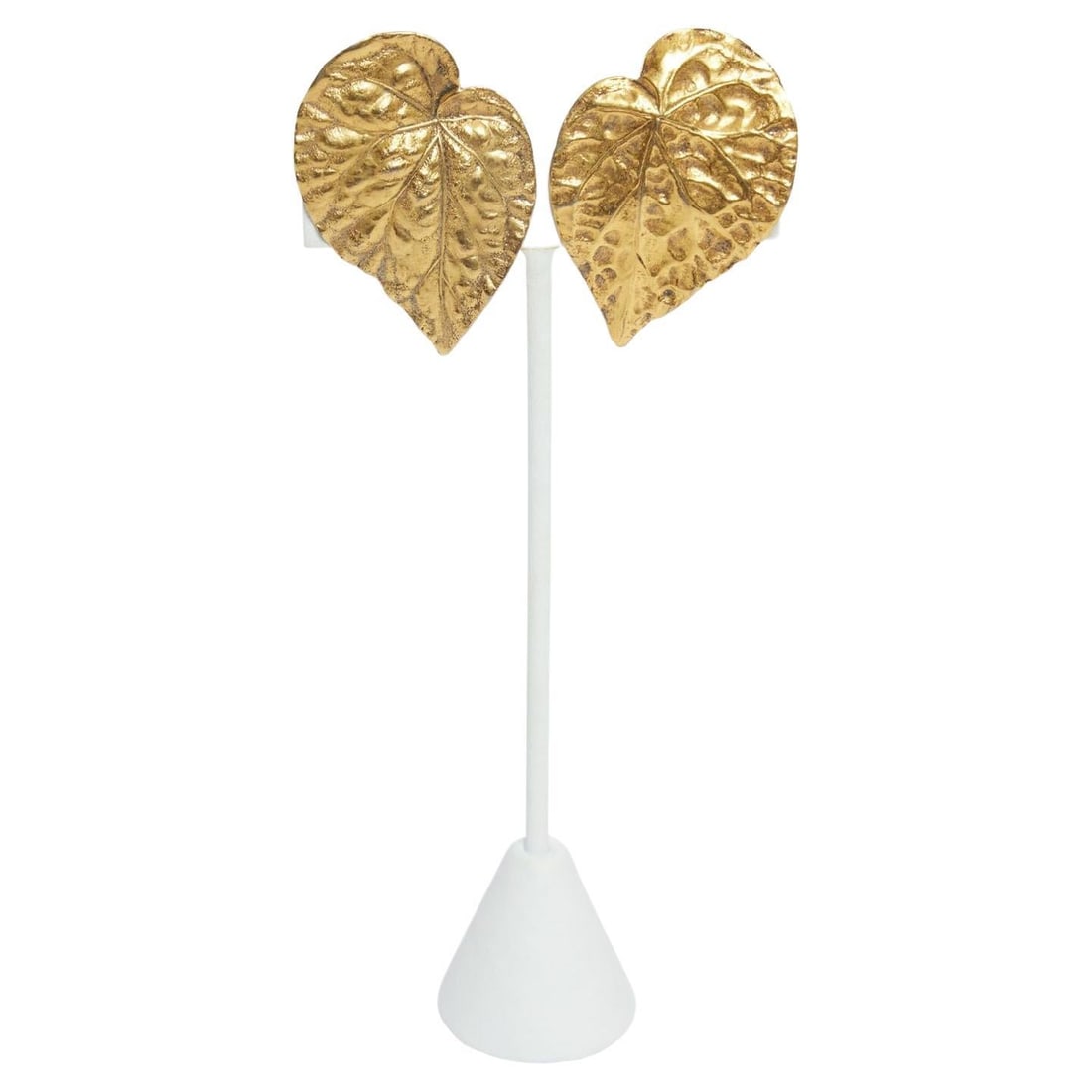 Sonia Rykiel Vintage 1980s Hammered Gold Leaf Earrings (1 of 4)