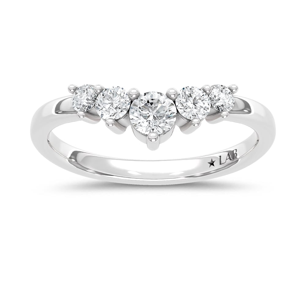 14K White Gold Lab Grown Diamond 1/2 Ct.Tw. Chevron Band (1 of 4)