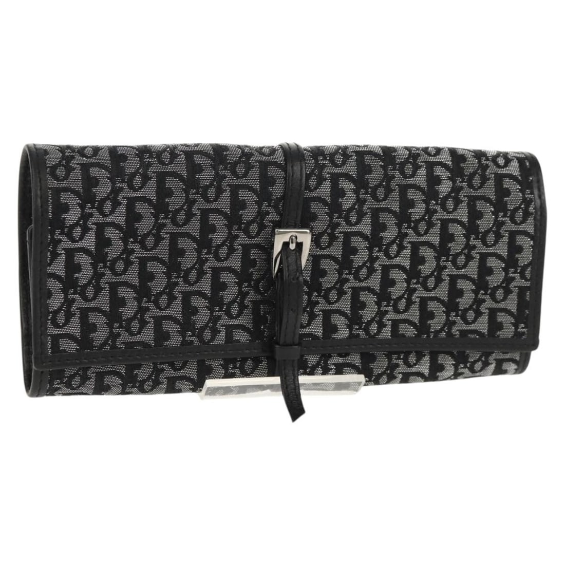 Christian Dior Trotter Canvas Pouch Jewelry Case Black Silver Auth HE0053: Christian Dior Trotter Canvas Pouch Jewelry Case Black Silver Auth HE0053 Elevate your accessory game with this elegant Christian Dior Trotter Canvas Jewelry Case. This stylish pouch is crafted from h