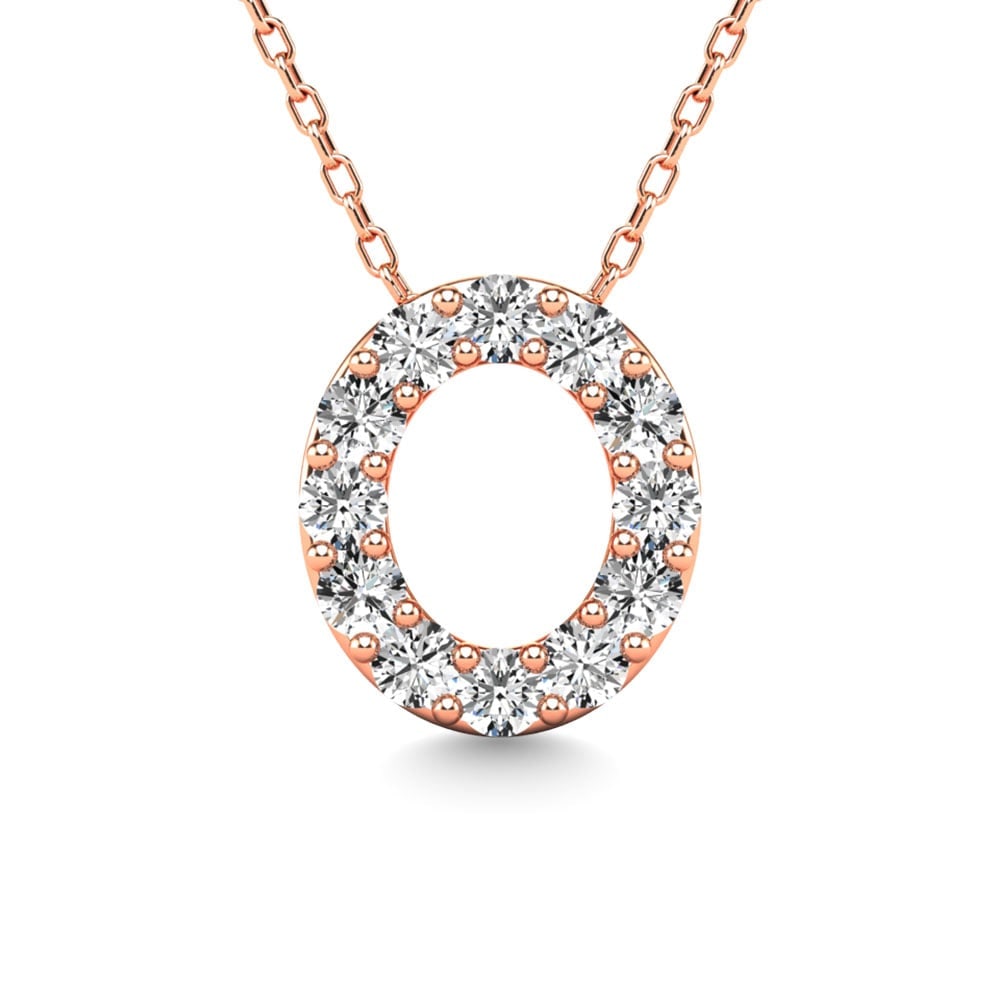 Diamond 1/8 Ct.Tw. Letter O Pendant in 14K Rose Gold (1 of 3)